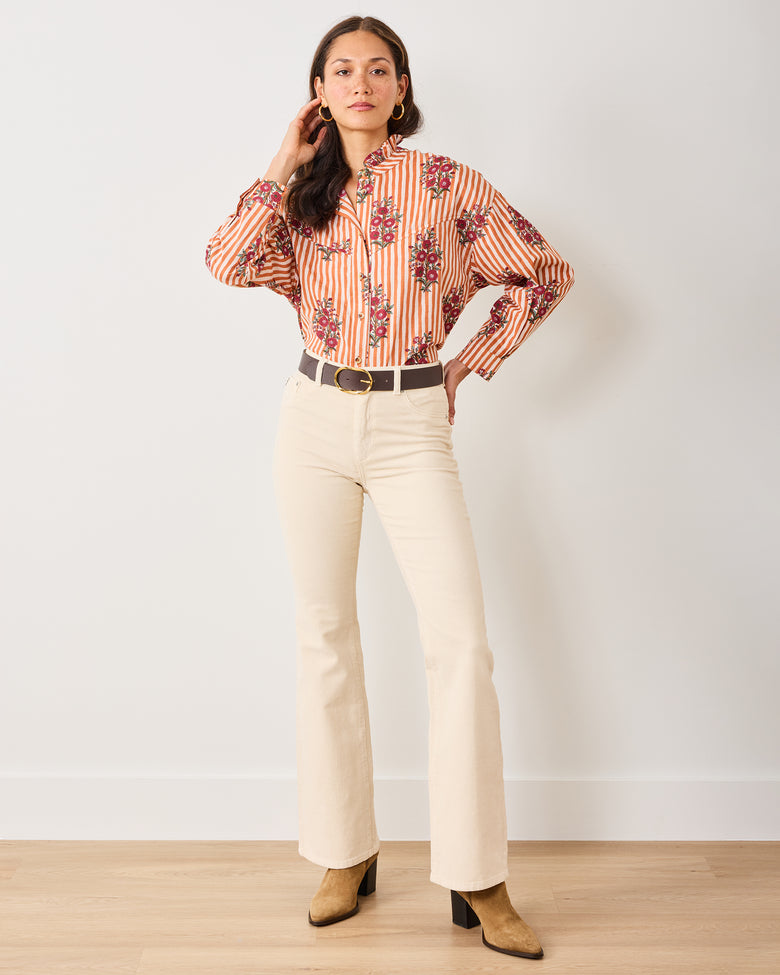 Wildflower Stripes - Mabel Blouse - Ivory Wine - Printfresh
