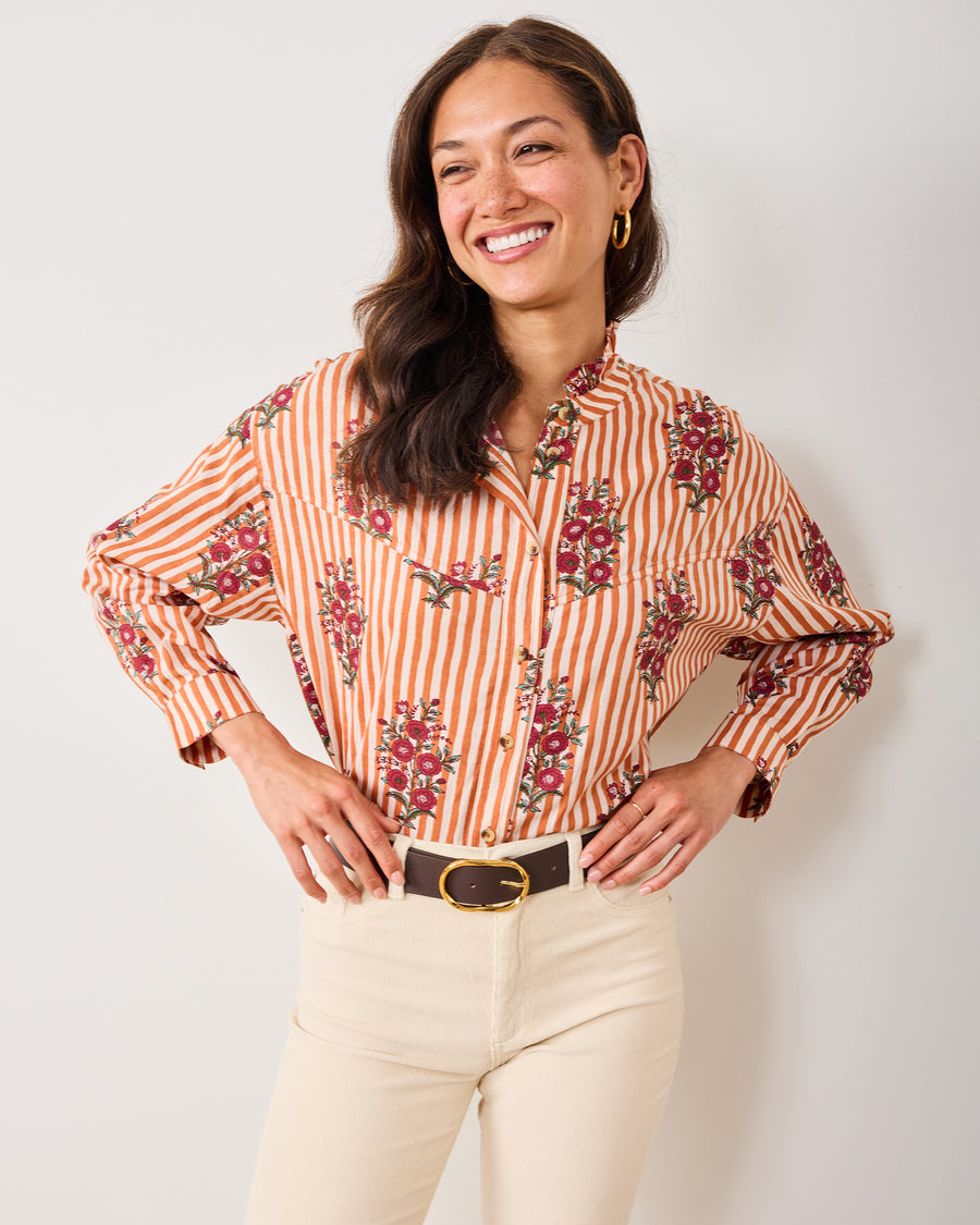 Wildflower Stripes - Mabel Blouse - Ivory Wine - Printfresh