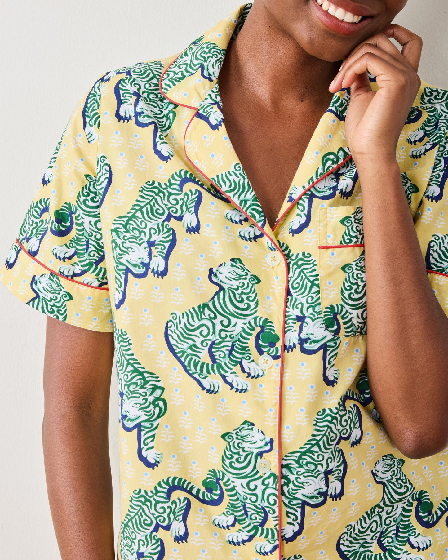 Tiger Queen - Short Sleeve Top & Cropped Pants Set - Citrine - Printfresh