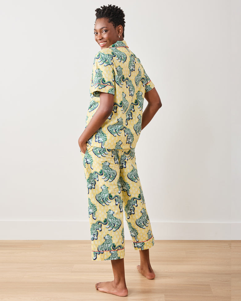 Tiger Queen - Short Sleeve Top & Cropped Pants Set - Citrine - Printfresh