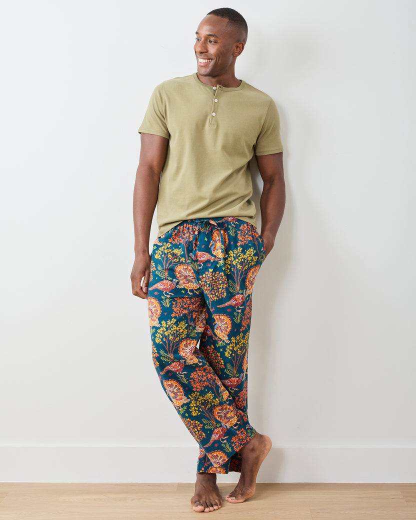 Turkey Trot - Lightweight Flannel Men's PJ Pants - Midnight Navy - Printfresh