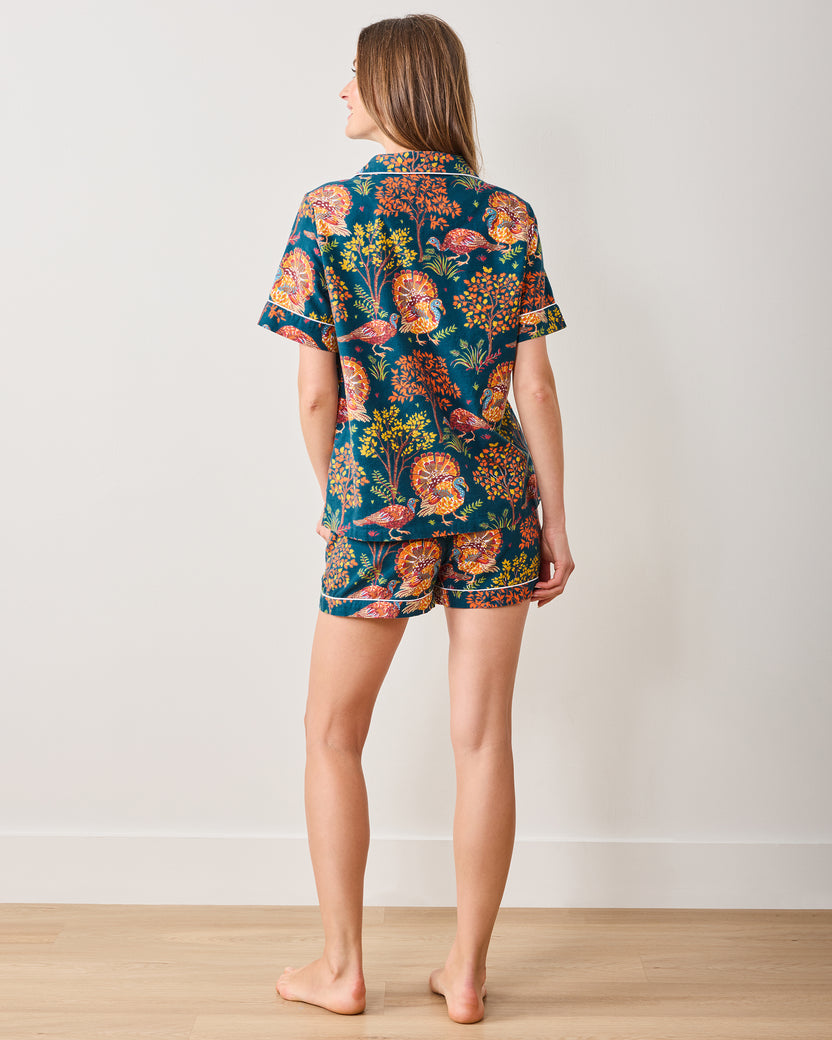 Turkey Trot - Lightweight Flannel Short PJ Set - Midnight Navy - Printfresh