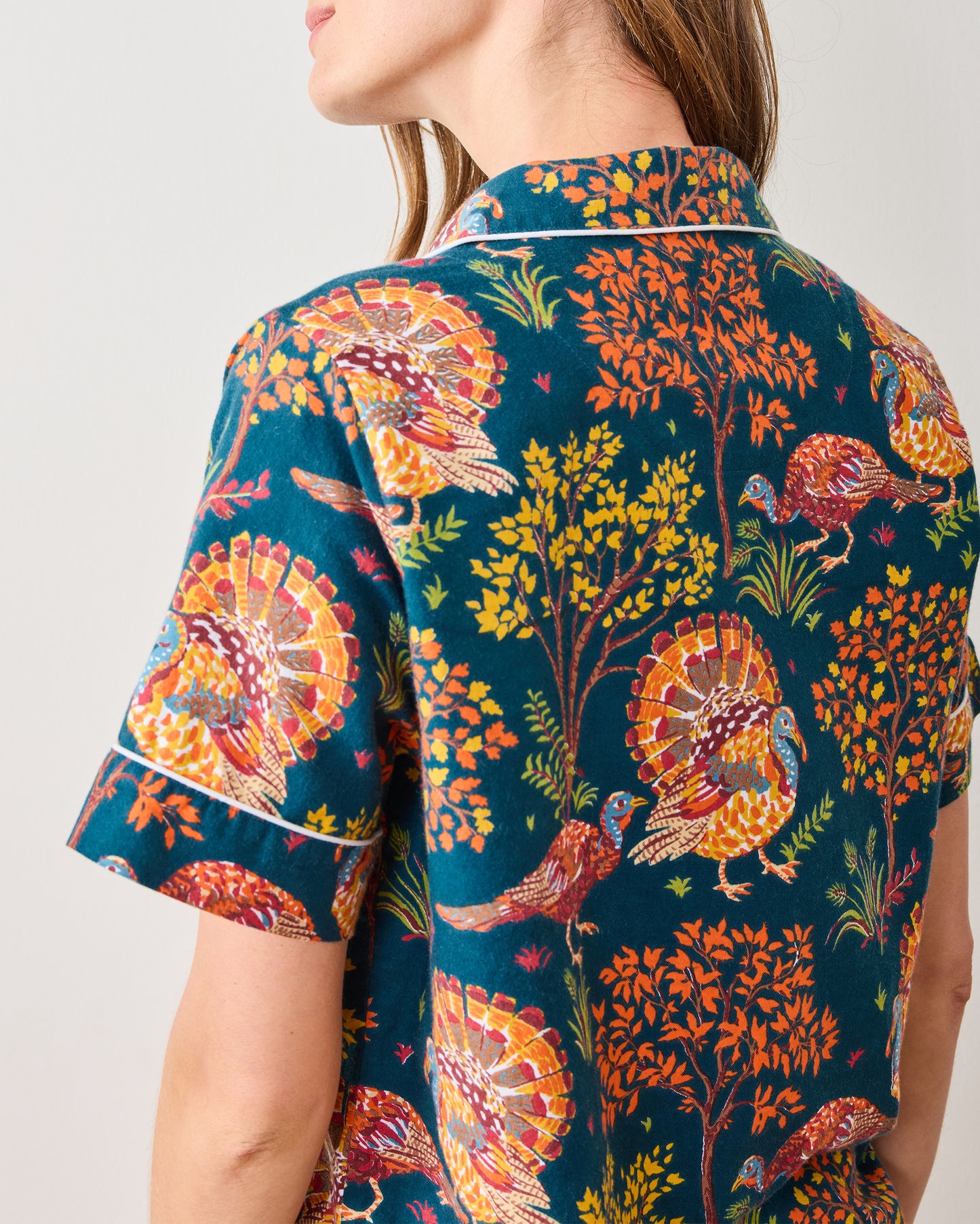 Turkey Trot - Lightweight Flannel Short PJ Set - Midnight Navy - Printfresh