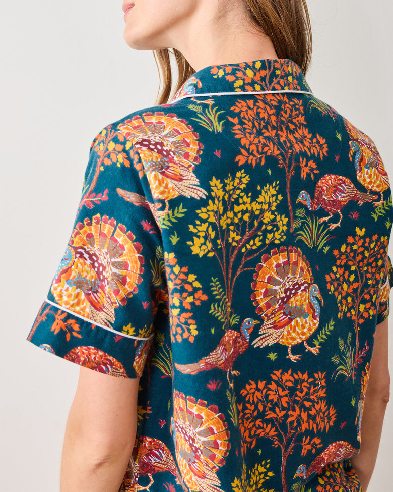 Turkey Trot - Lightweight Flannel Short PJ Set - Midnight Navy - Printfresh