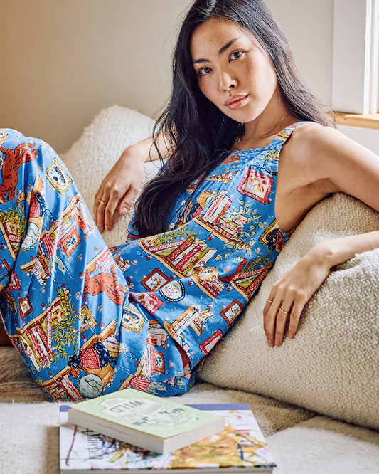 Unleashed Stories - Back to Bed Cropped Pant Set - Bookkeeper Blue - Printfresh