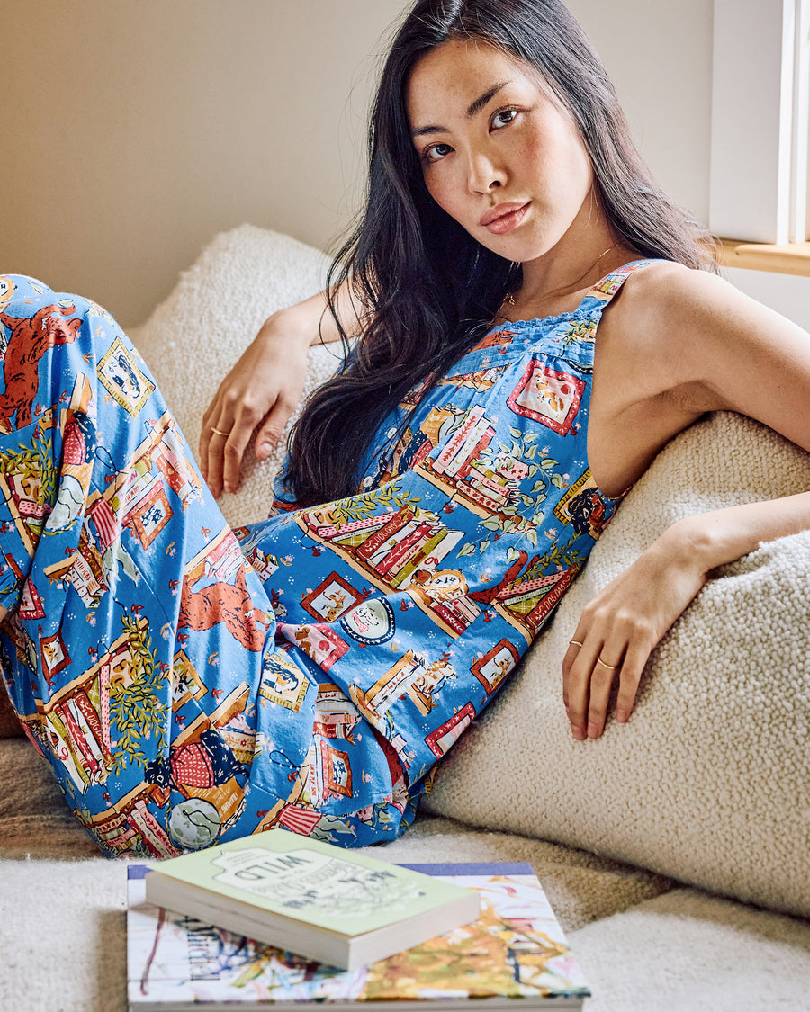 Unleashed Stories - Back to Bed Cropped Pant Set - Bookkeeper Blue - Printfresh