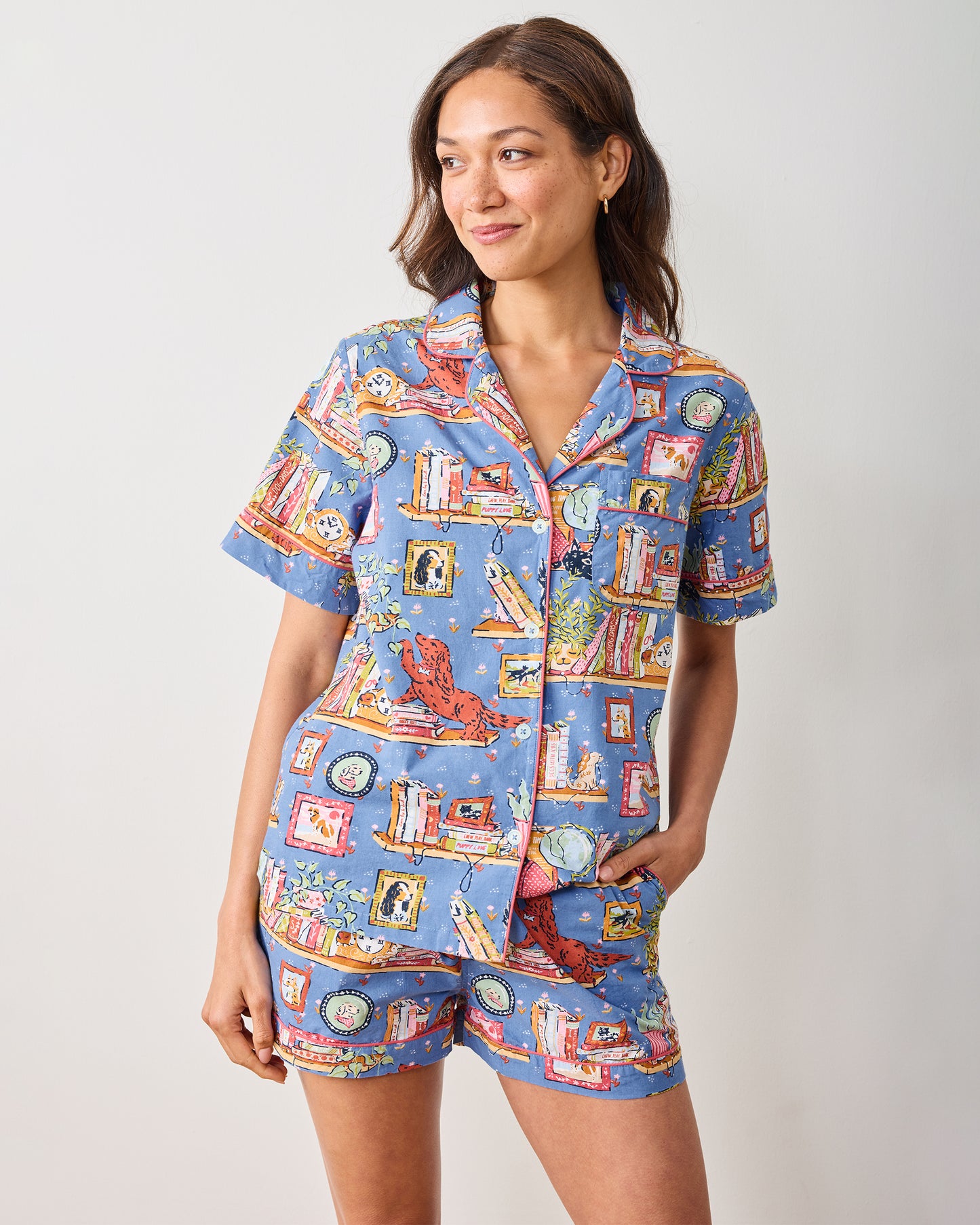 Unleashed Stories - Short PJ Set - Bookkeeper Blue - Printfresh