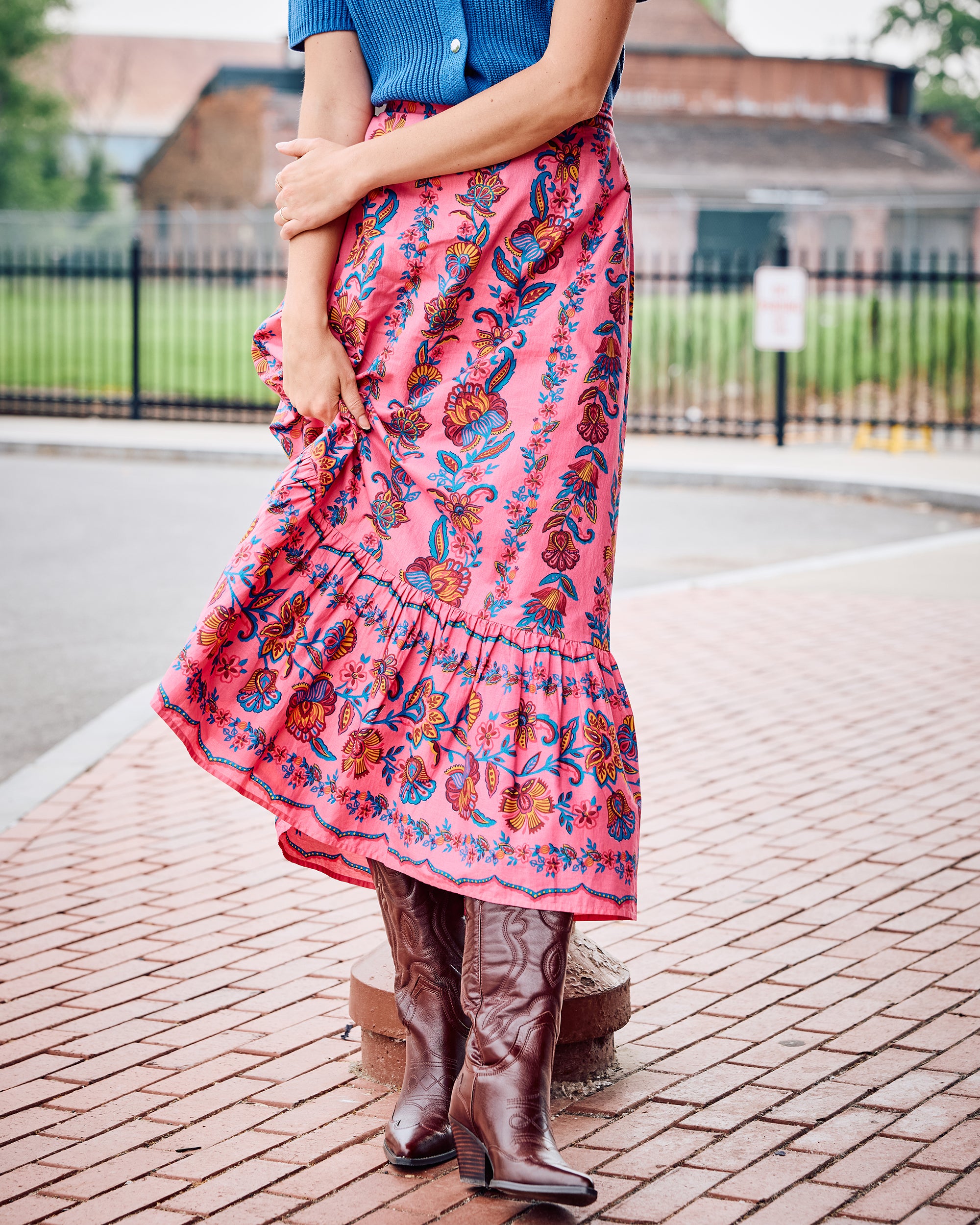 Folklore Flowers - Victoria Skirt - Bright Rose – Printfresh