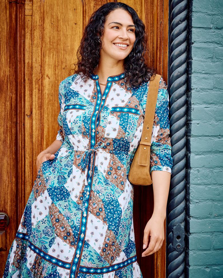 Vintage Patchwork - Showstopper Dress - Mocha Printfresh Vintage Patchwork - Showstopper Dress - Mocha Printfresh