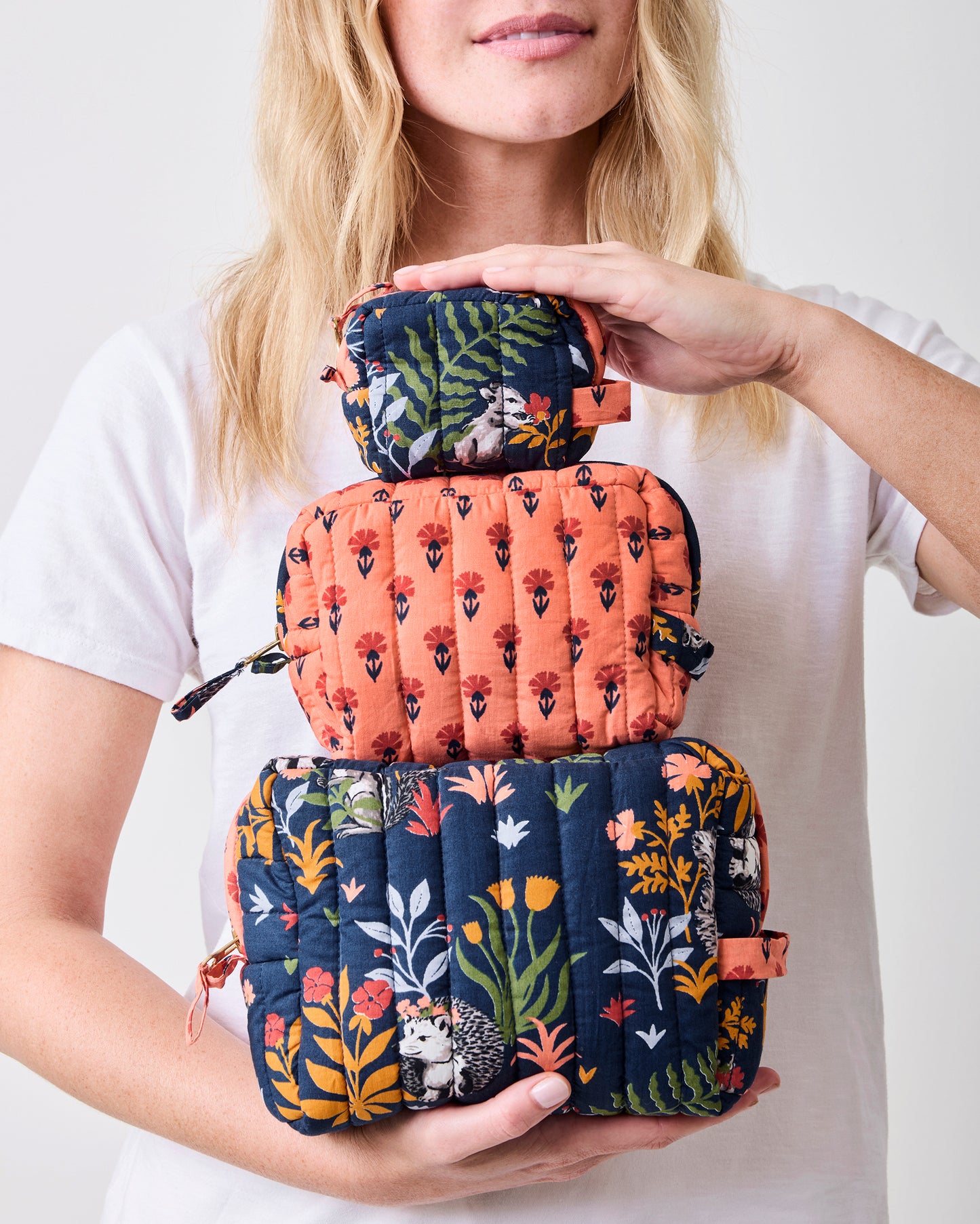 Woodland Critters - Three’s Best Pouch Set - Indigo