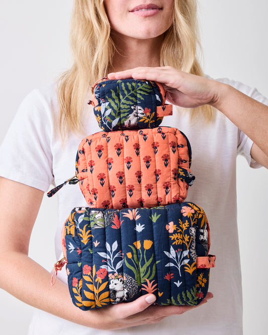 Woodland Critters - Three’s Best Pouch Set - Indigo