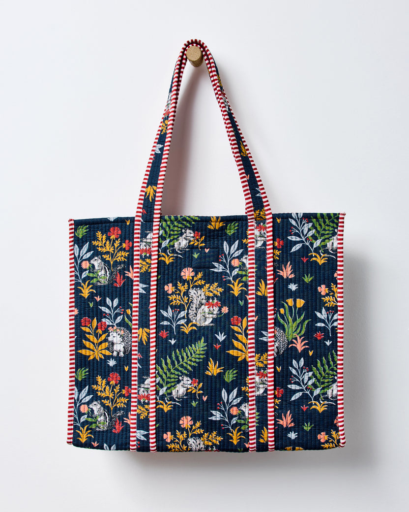 Woodland Critters - The Traveler Tote - Indigo