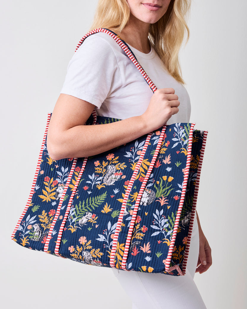 Woodland Critters - The Traveler Tote - Indigo