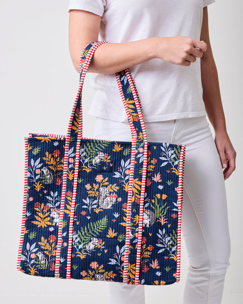 Woodland Critters - The Traveler Tote - Indigo