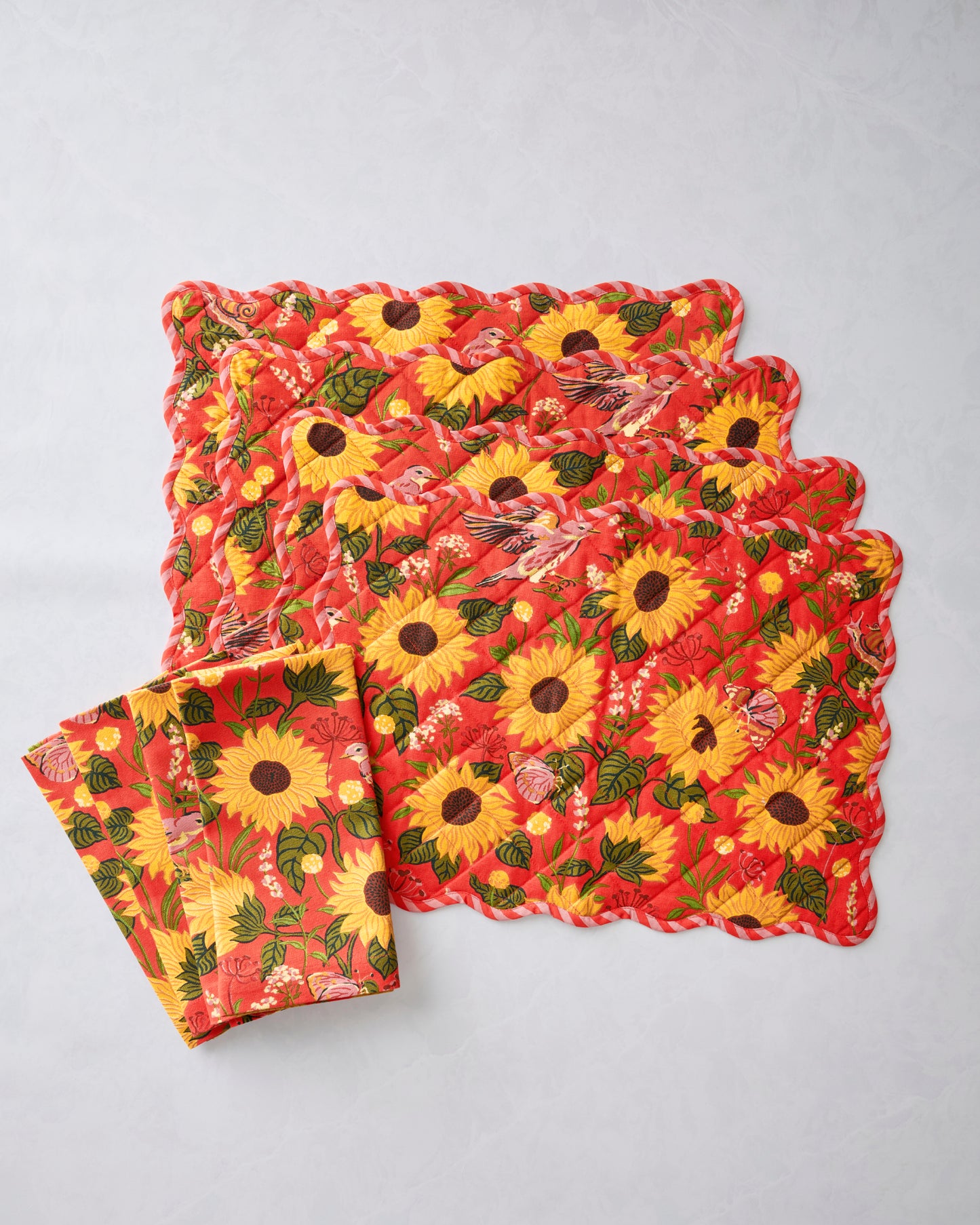 Autumn Sunflowers - Set of 4 Placemats & Napkins Bundle - Orange