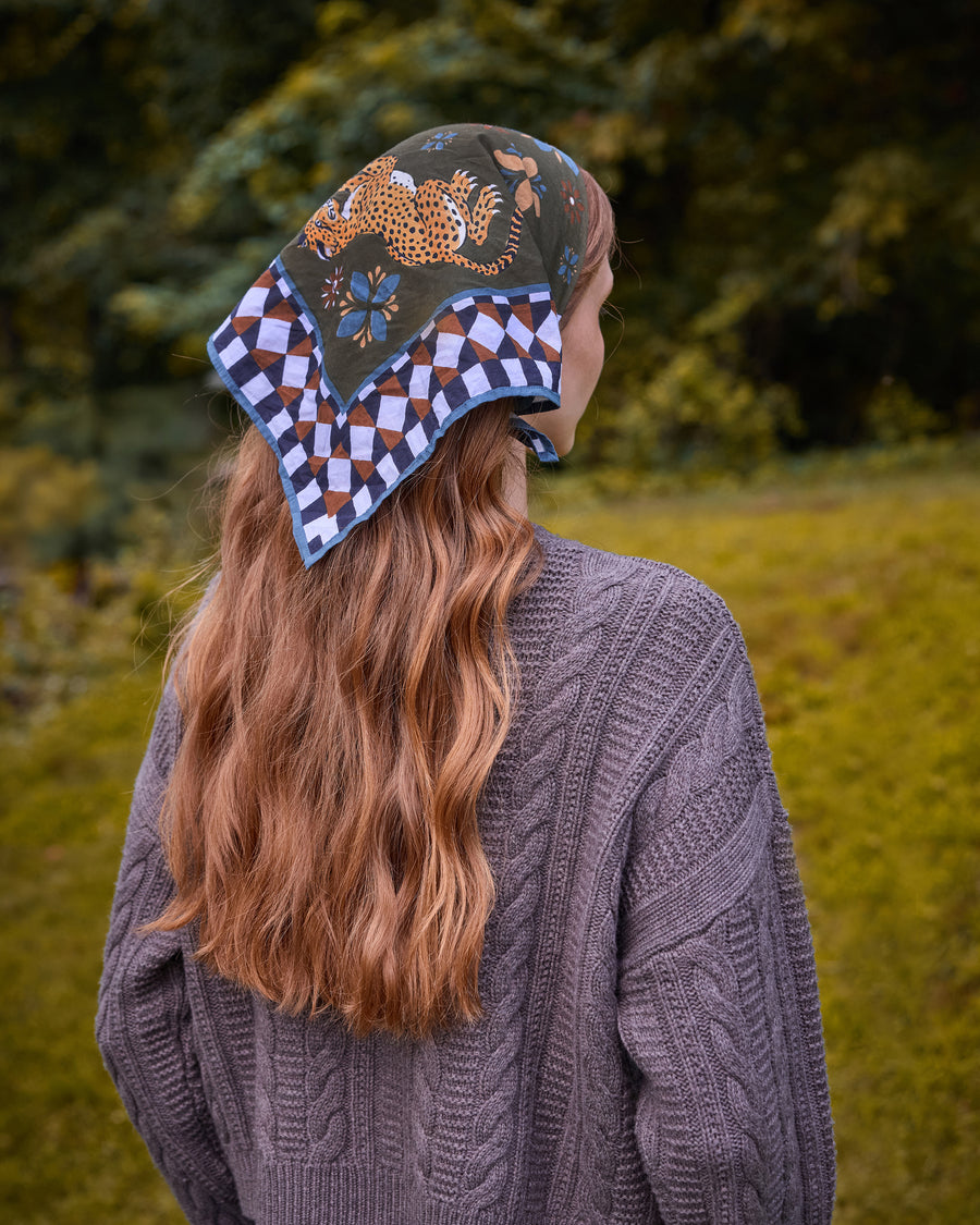 Bagheera Kaleidoscope - Printed Bandana Scarf - Olive