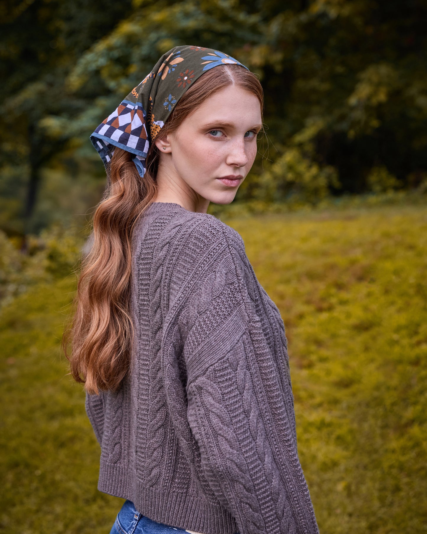 Bagheera Kaleidoscope - Printed Bandana Scarf - Olive