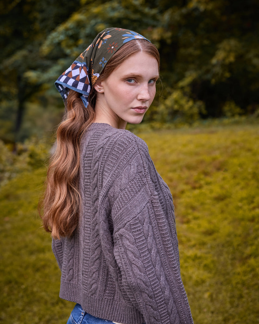 Bagheera Kaleidoscope - Printed Bandana Scarf - Olive