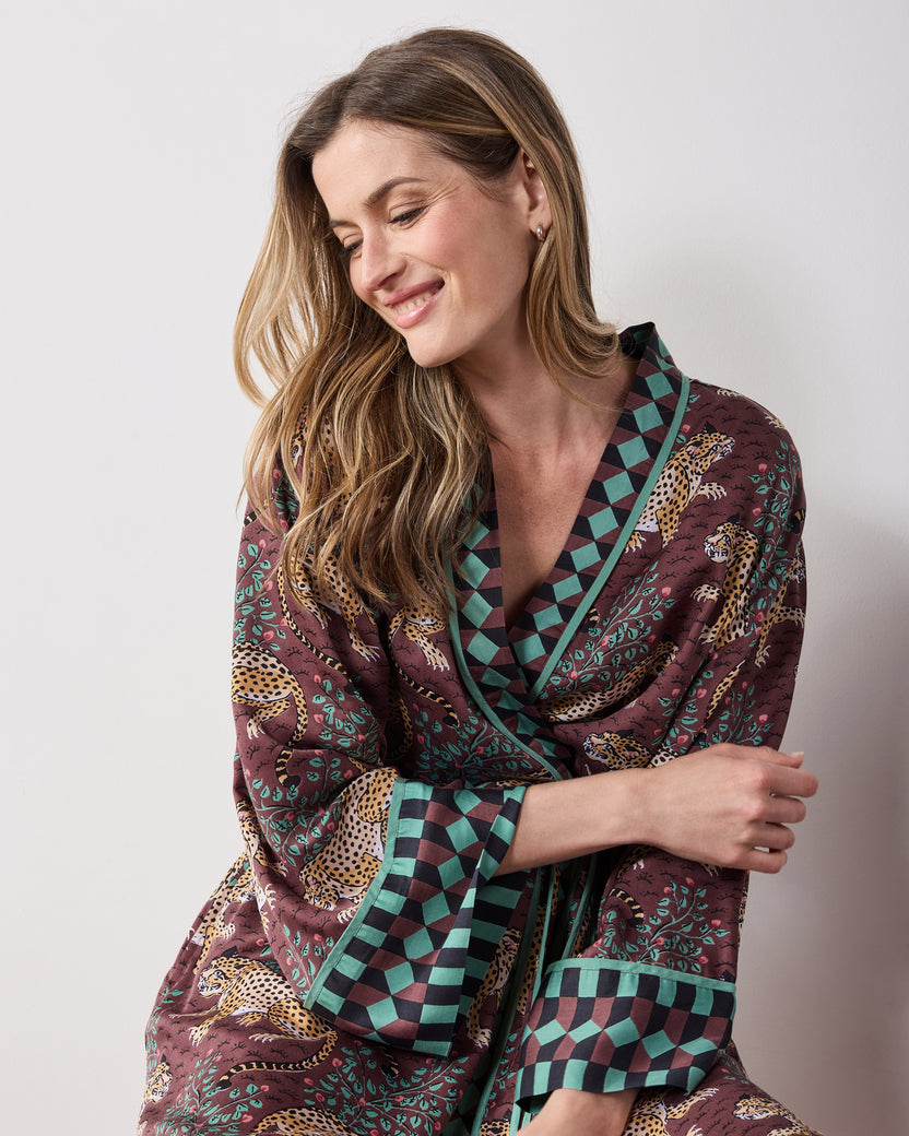 Bagheera - Eco Satin Robe - Raisin