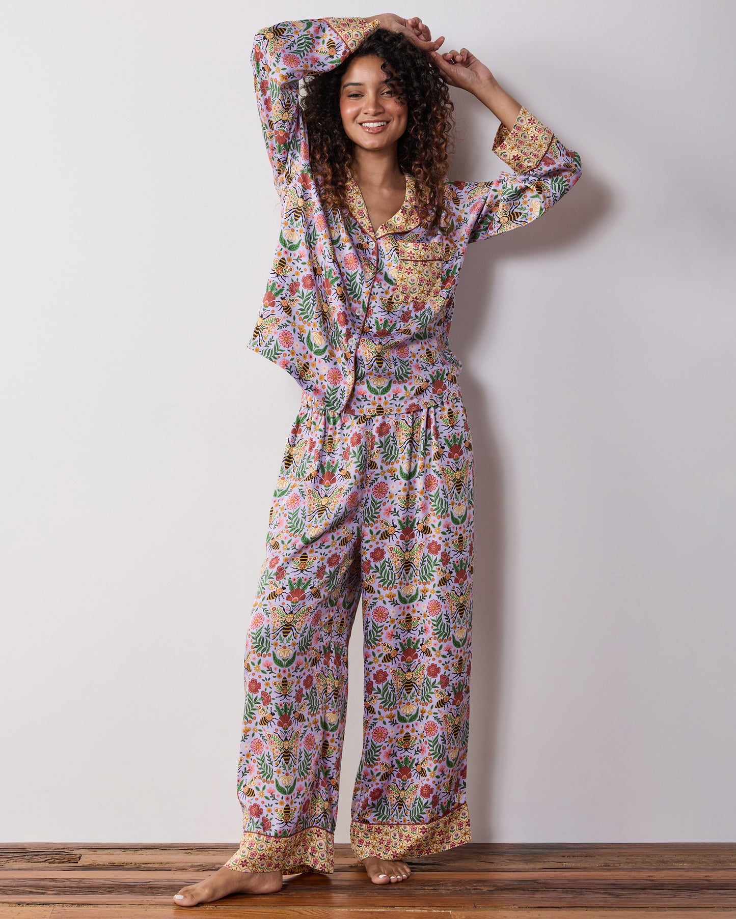 Bee Tapestry - Tall Eco Satin Soho Set - Lavender