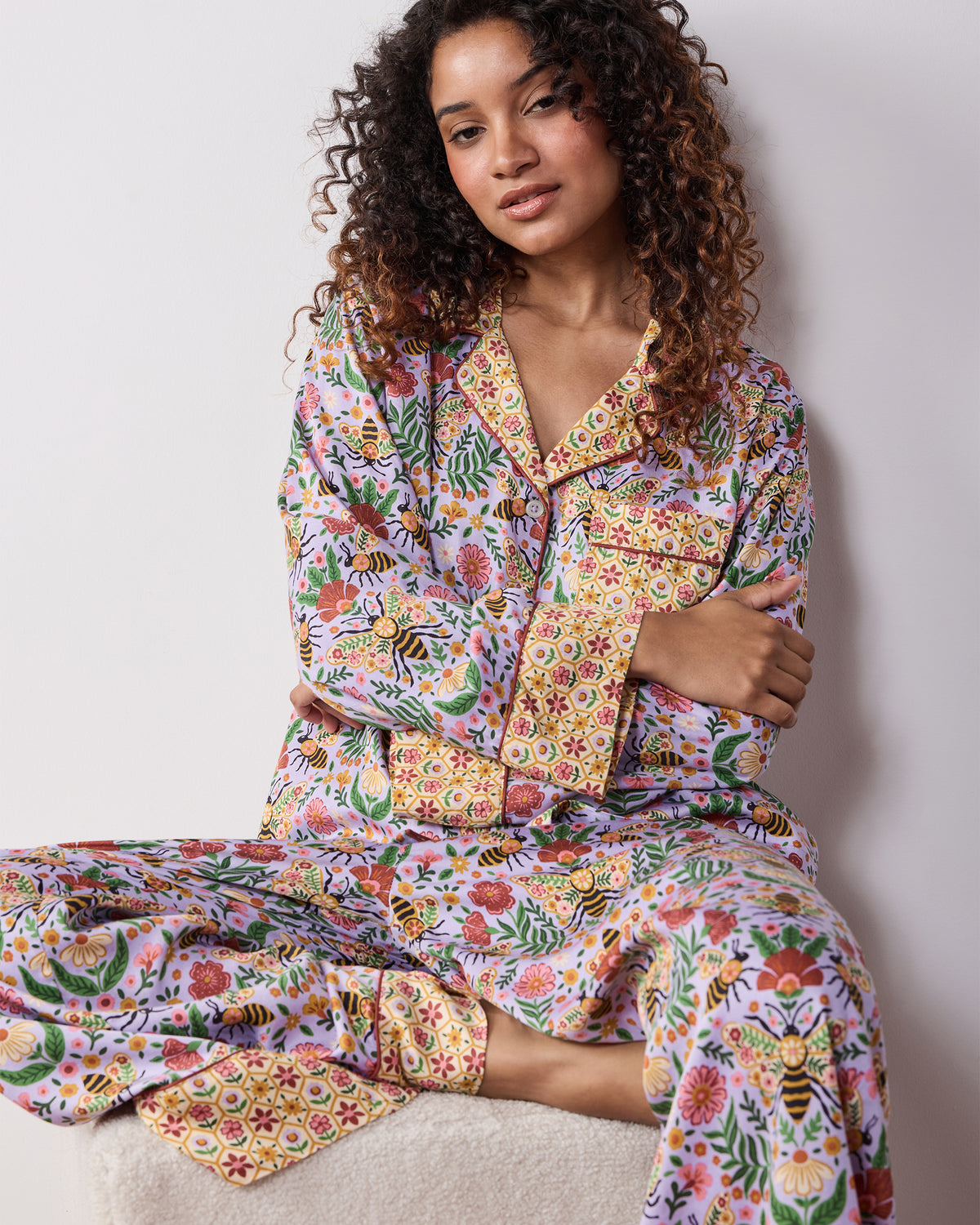 Bee Tapestry - Tall Eco Satin Soho Set - Lavender