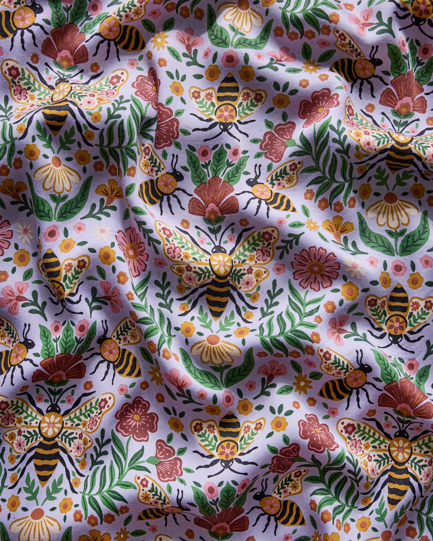 Bee Tapestry - Eco Satin Robe - Lavender