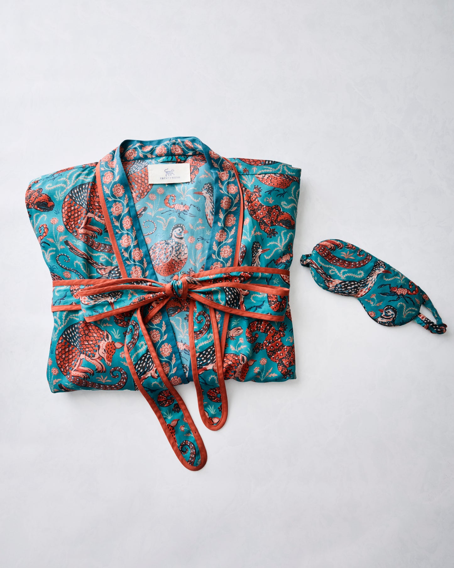 Canyon Critters - Eco Satin Robe & Eye Mask Bundle - Teal