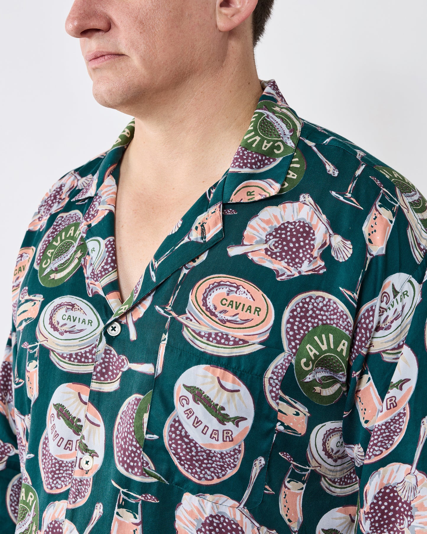 Champagne & Caviar - Men's Long PJ Set - Peacock Feather