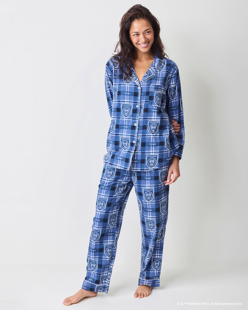 Chilton Plaid - Petite Lightweight Flannel Long PJ Set - Rory Blue