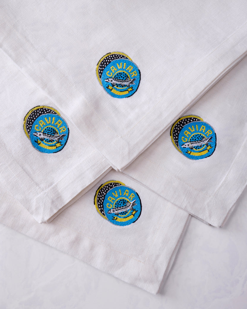 Champagne & Caviar - Oversized Linen Dinner Napkins Set of 4 - Cloud