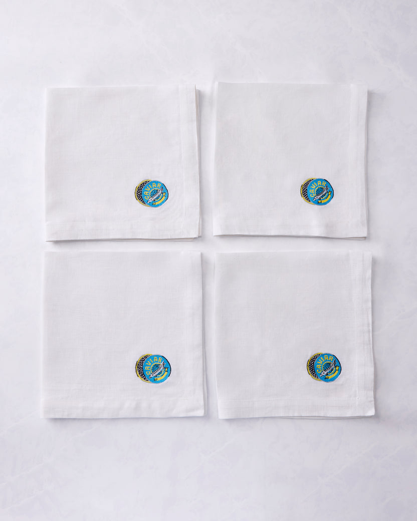 Champagne & Caviar - Oversized Linen Dinner Napkins Set of 4 - Cloud