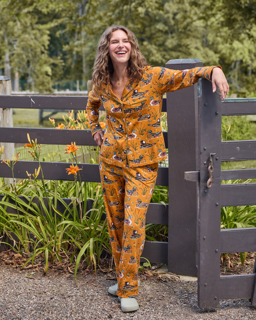 Duck Pond - Organic Cotton Modal Knit Long PJ Set - Mustard