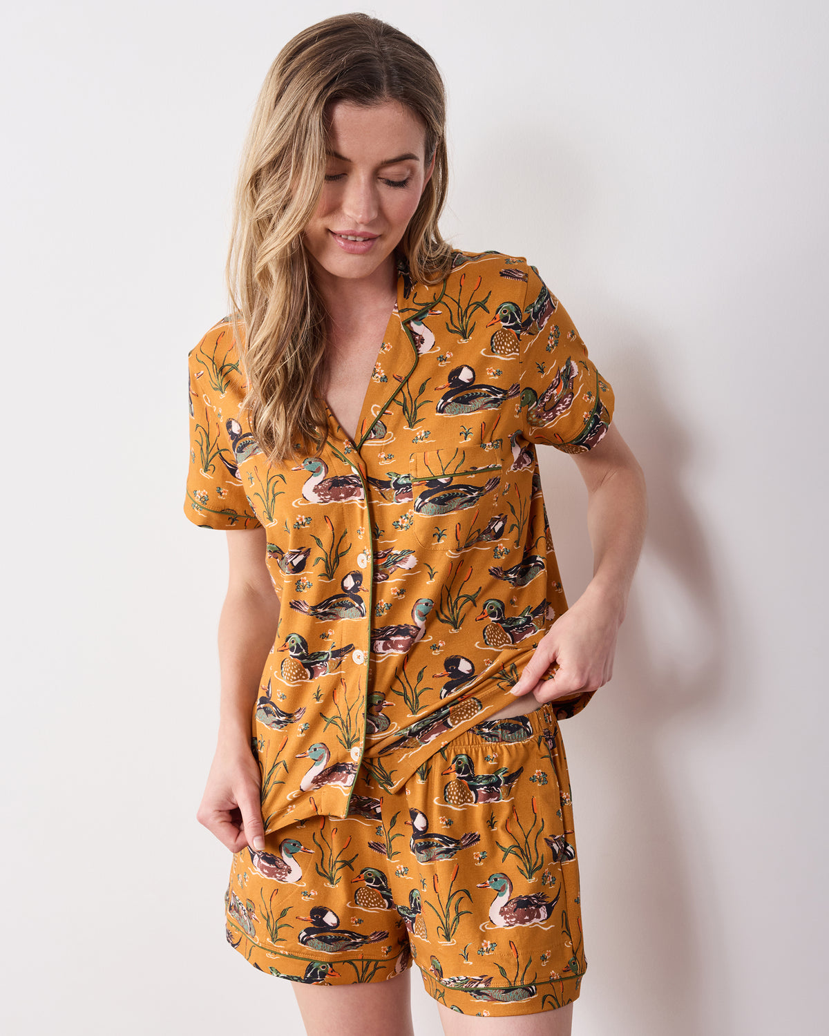 Duck Pond - Organic Cotton Modal Knit Short PJ Set - Mustard