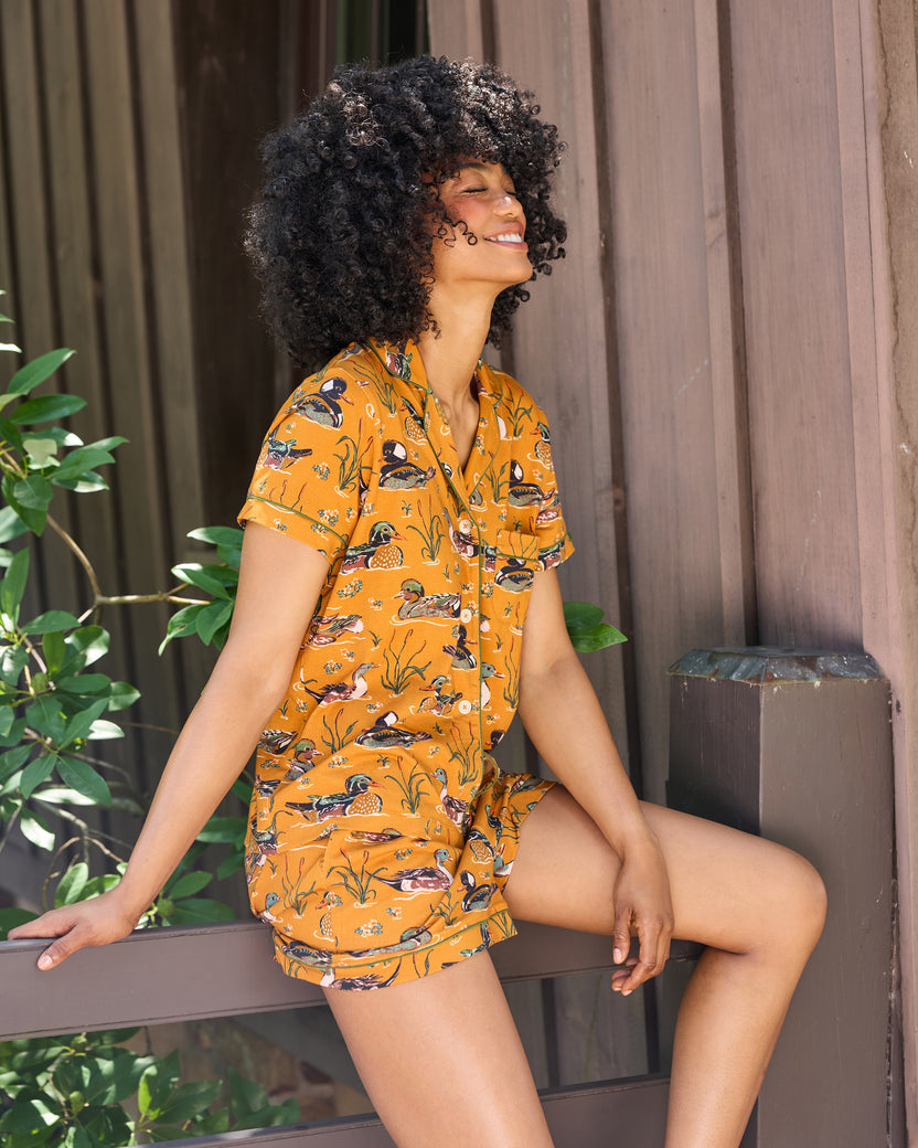 Duck Pond - Organic Cotton Modal Knit Short PJ Set - Mustard