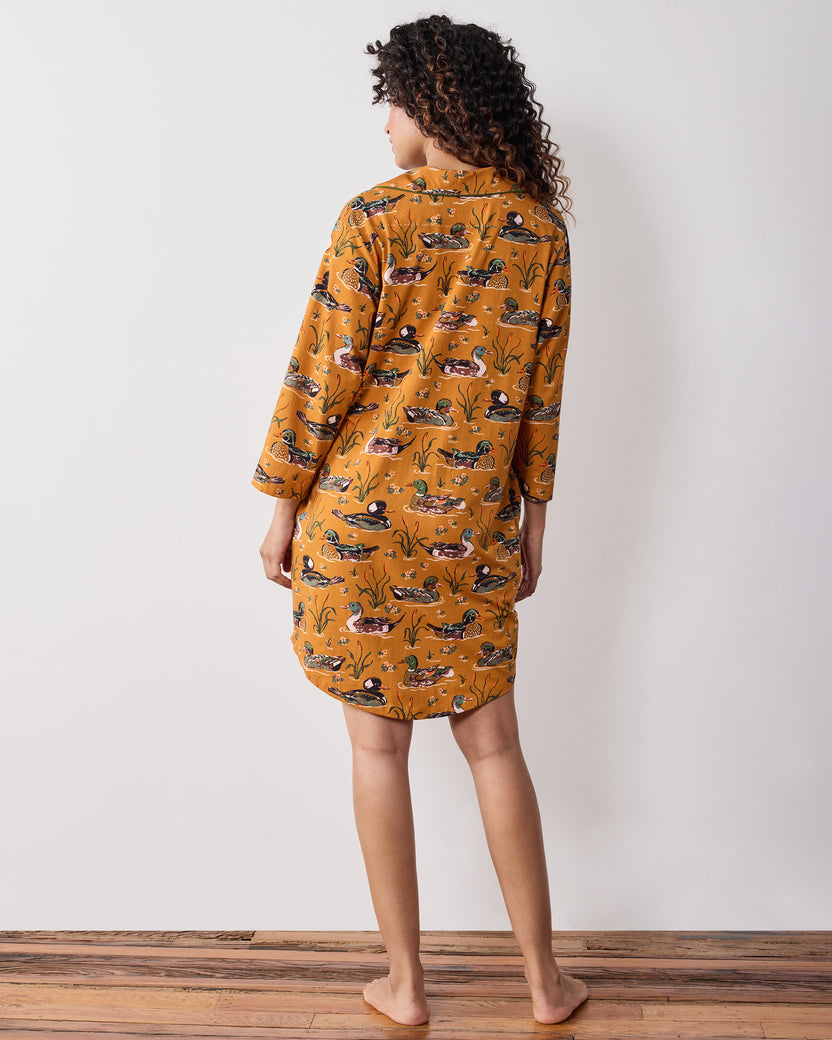 Duck Pond - Organic Cotton Modal Knit Sleep Shirt - Mustard