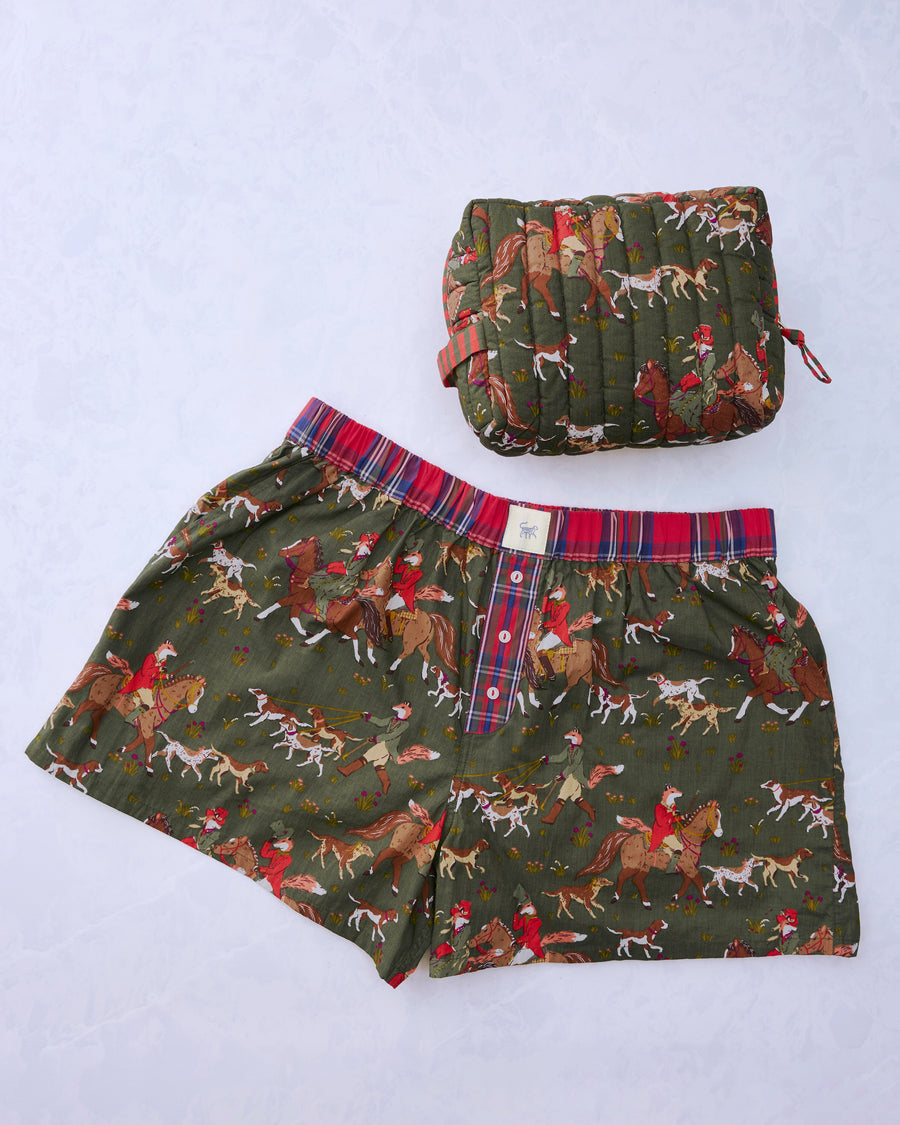 Fox & Hounds - Eloise Boxers & Quilted Pouch Bundle - Pine Grove