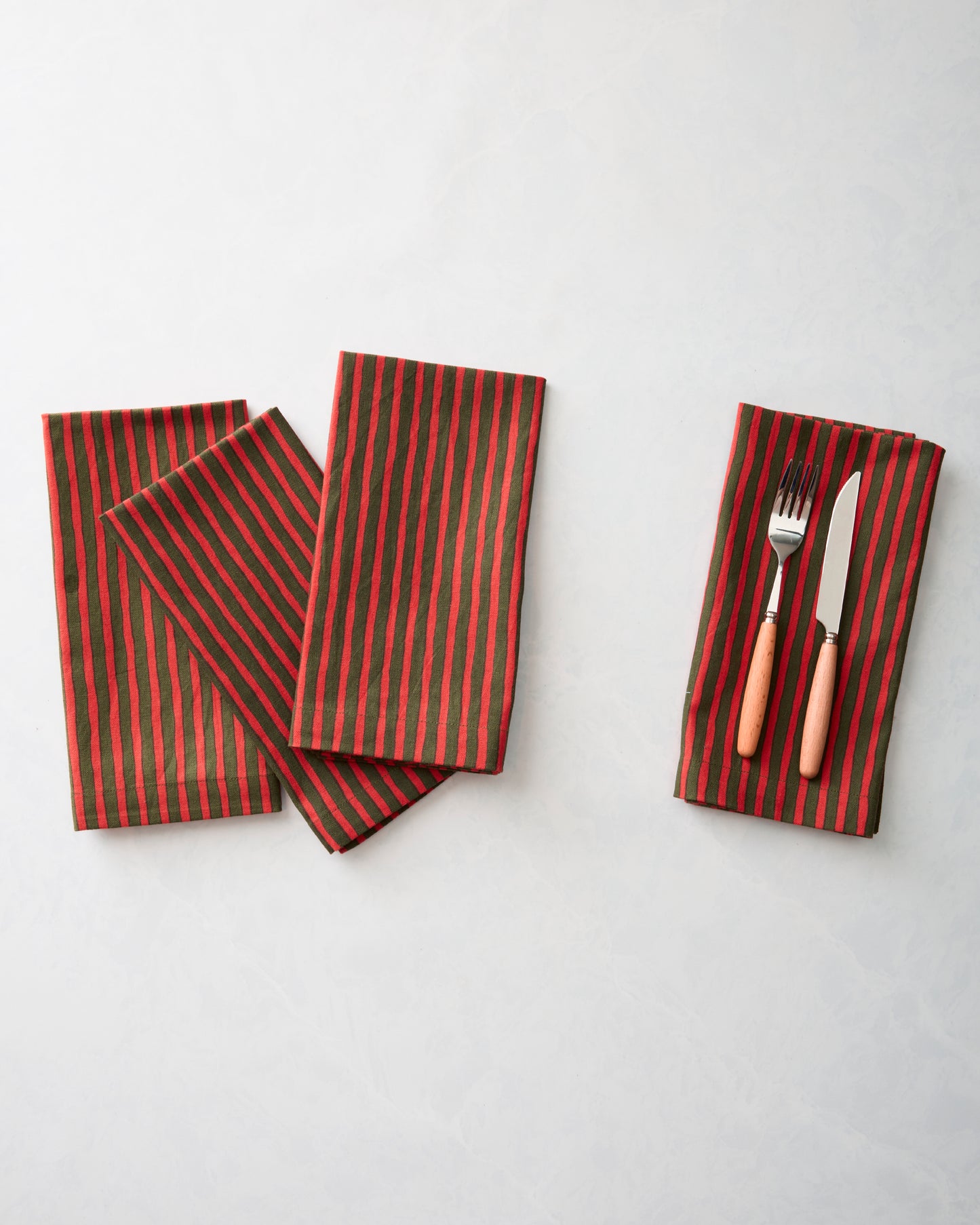Chunky Painted Stripe - Dinner Napkins Set of 4 - Pine Grove
