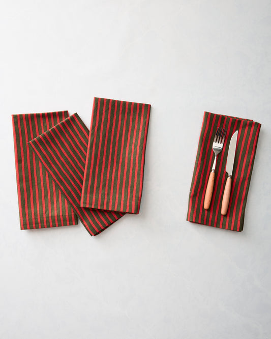Chunky Painted Stripe - Dinner Napkins Set of 4 - Pine Grove