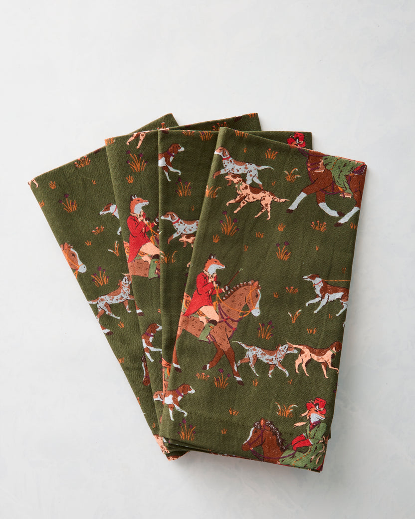 Fox Hunting - Dinner Napkins Set of 4 - Pine Grove