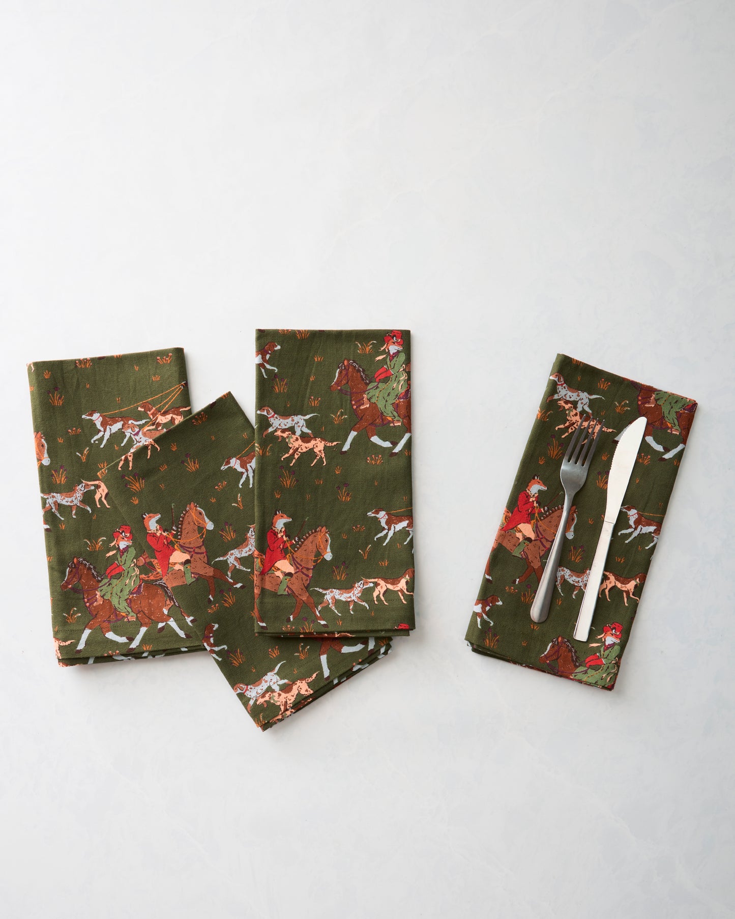 Fox Hunting - Dinner Napkins Set of 4 - Pine Grove