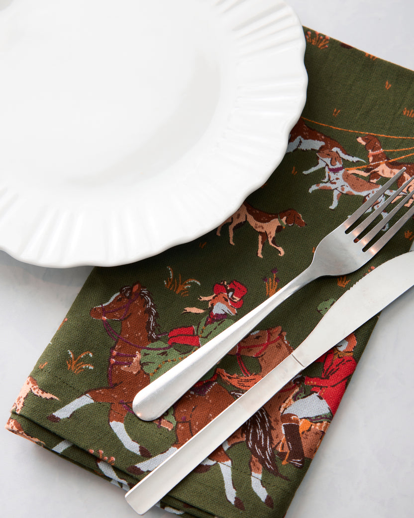 Fox Hunting - Dinner Napkins Set of 4 - Pine Grove