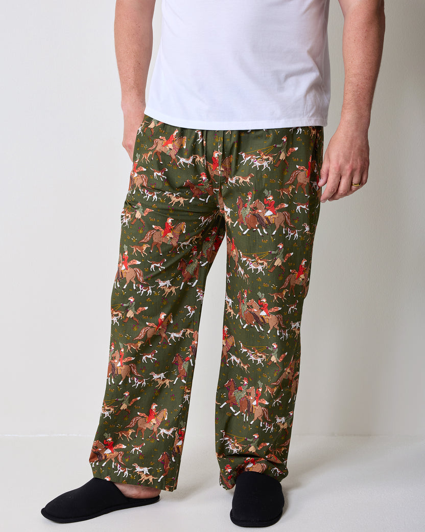 Fox Hunting - Men’s Long PJ Pants - Pine Grove