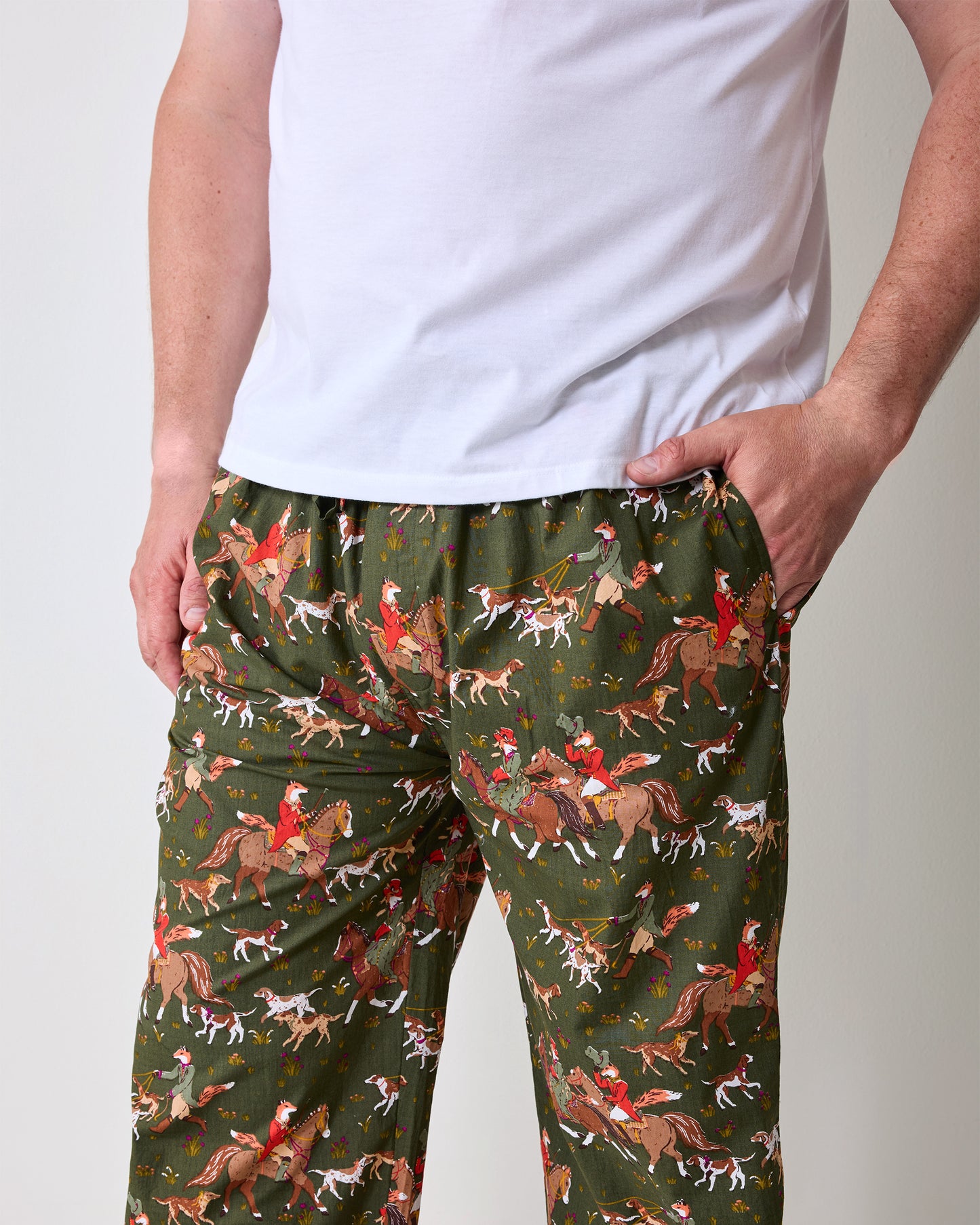Fox Hunting - Men’s Long PJ Pants - Pine Grove