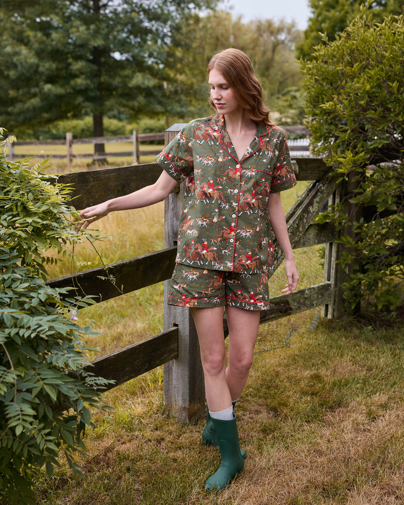 Fox Hunting - Short PJ Set - Pine Grove