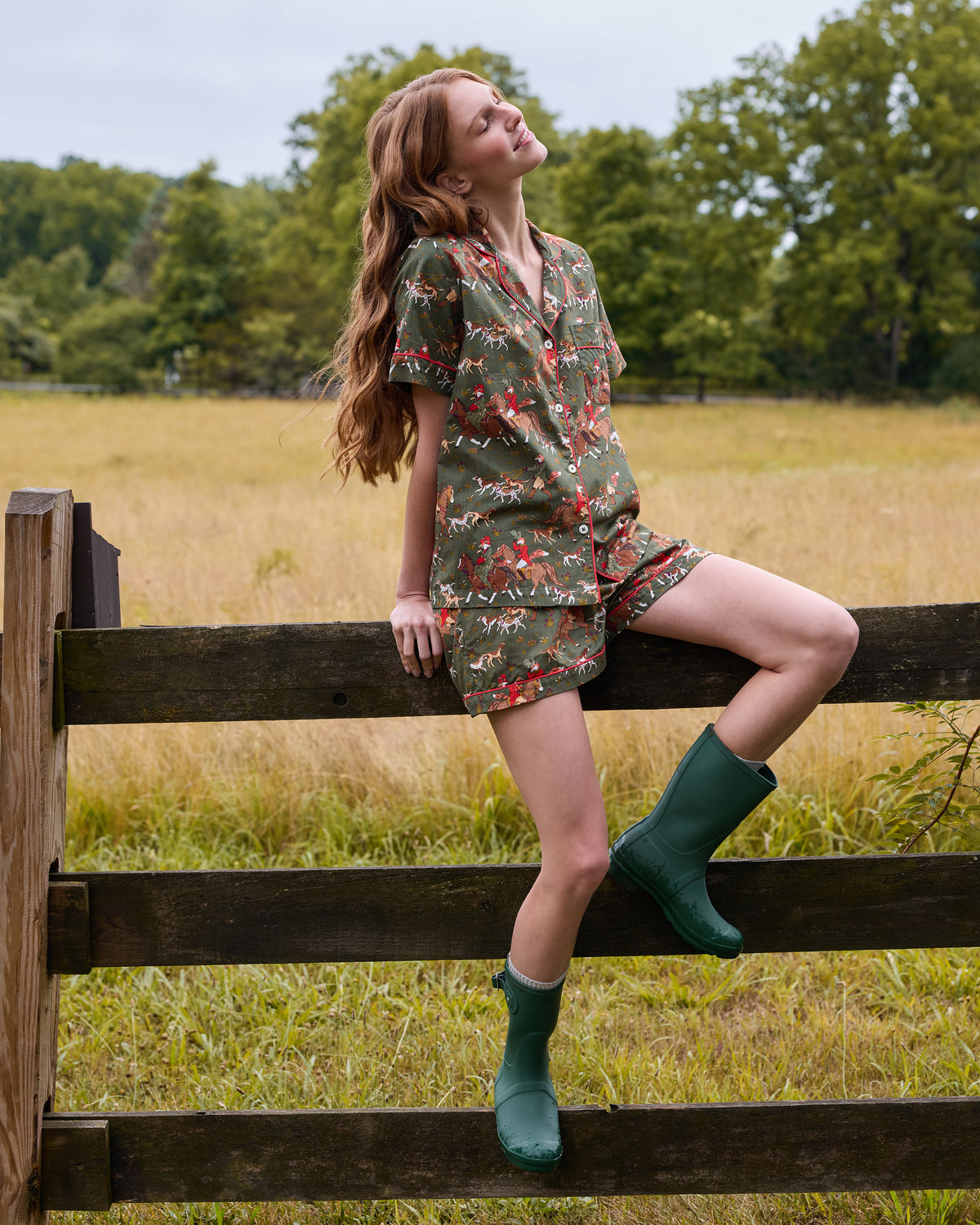 Fox Hunting - Short PJ Set - Pine Grove