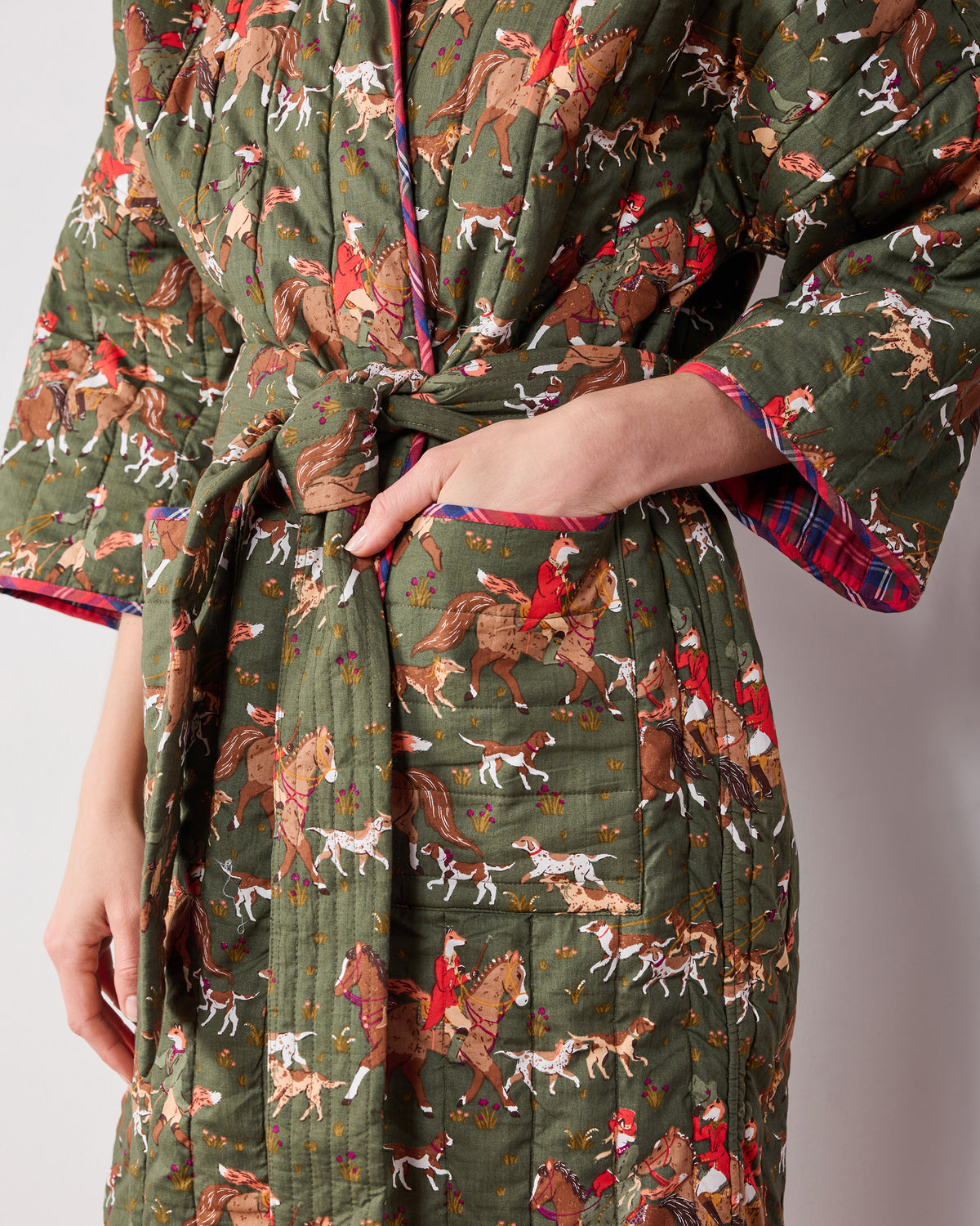 Fox Hunting - Reversible Quilted Robe - Pine Grove