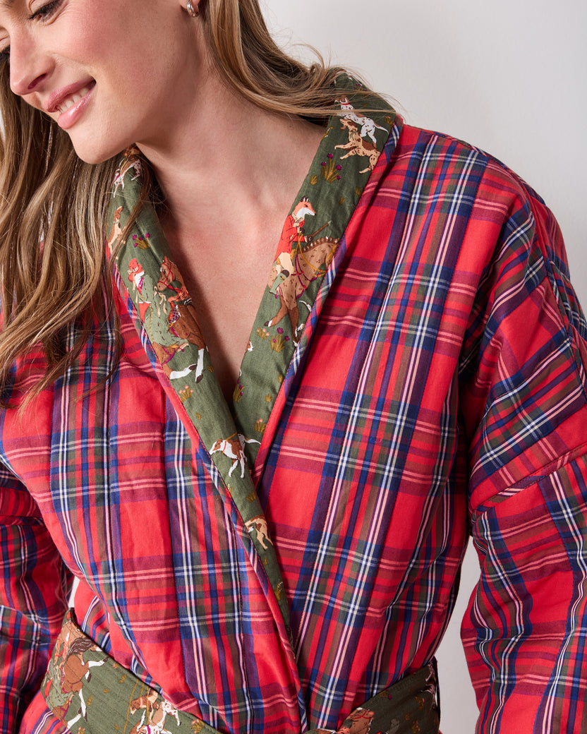 Fox Hunting - Reversible Quilted Robe - Pine Grove