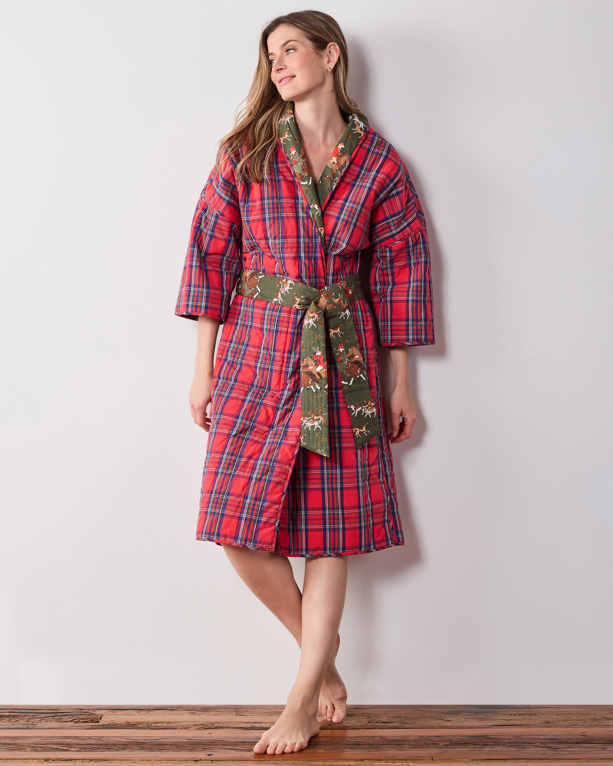 Fox Hunting - Reversible Quilted Robe - Pine Grove