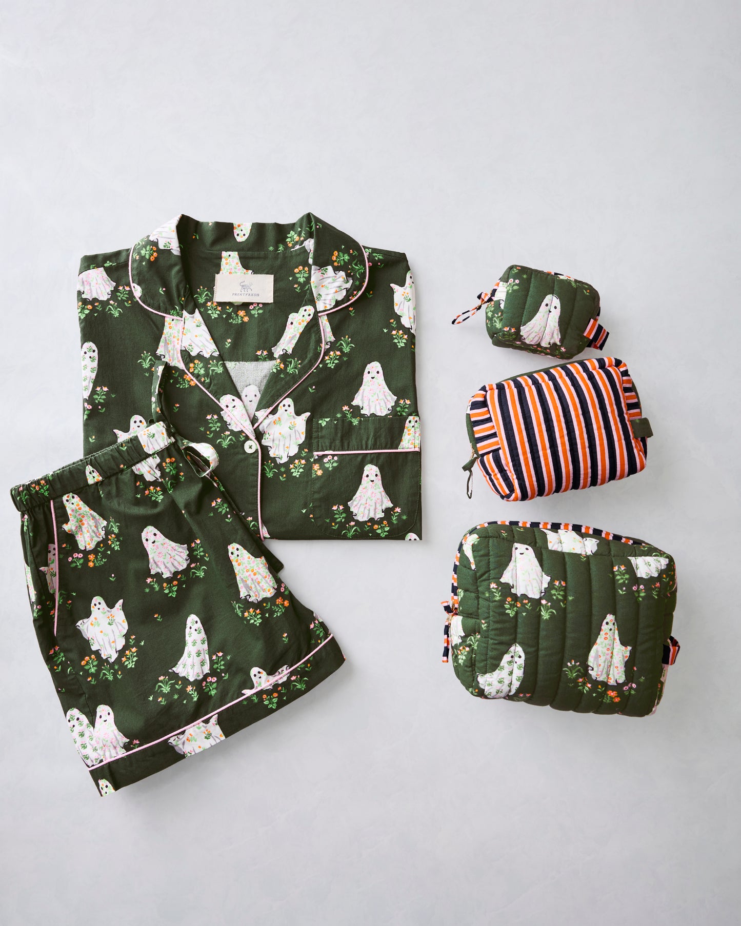Gardening Ghosts - Short PJ Set & Pouches Bundle - Overgrown Moss