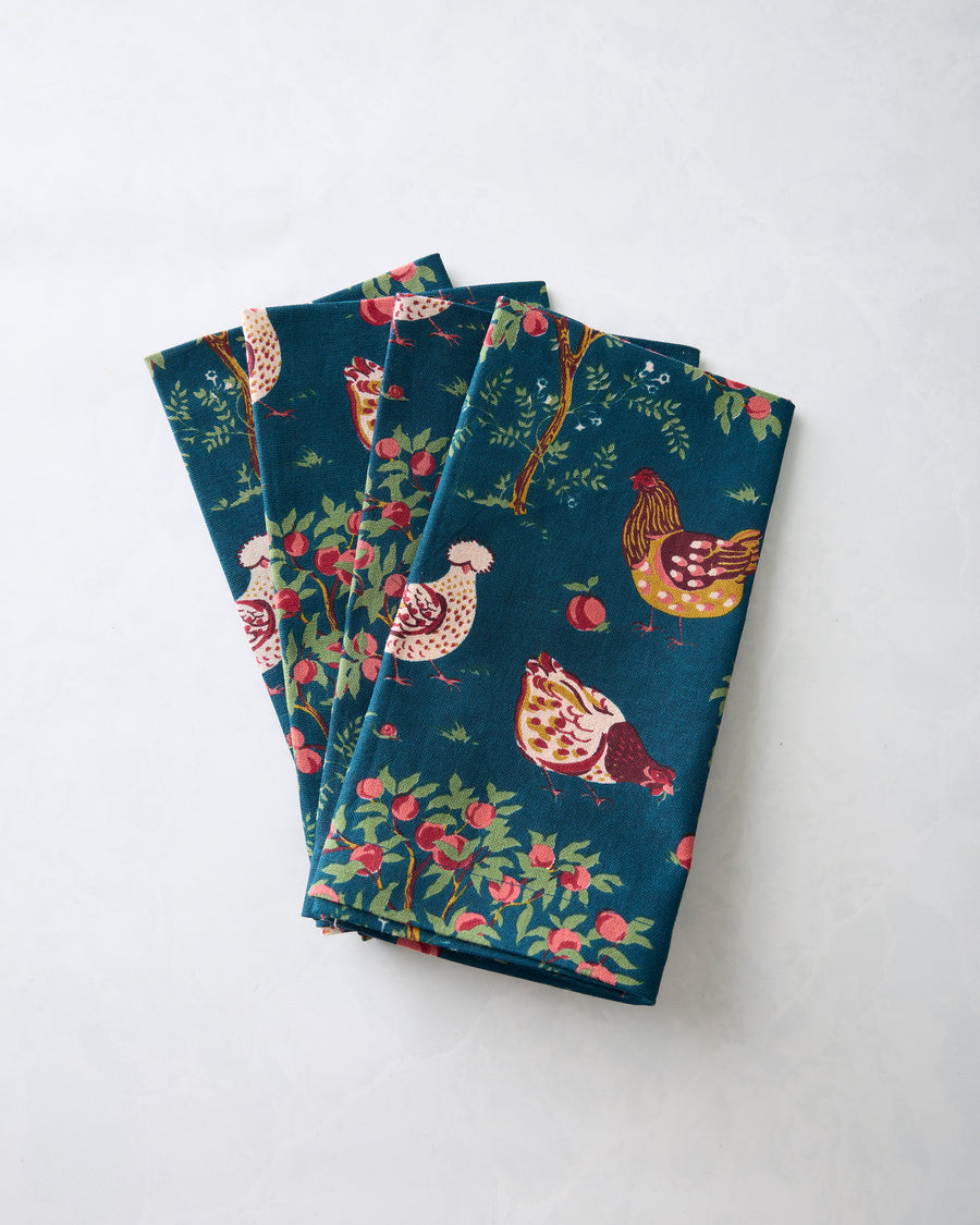 Hen House - Dinner Napkins Set of 4 - Navy